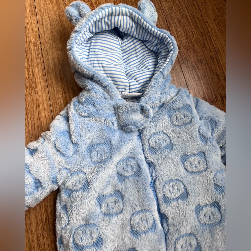Duck Duck Goose Baby One Piece Teddy Bear Hood Boy 0-3months - Picture 2 of 5